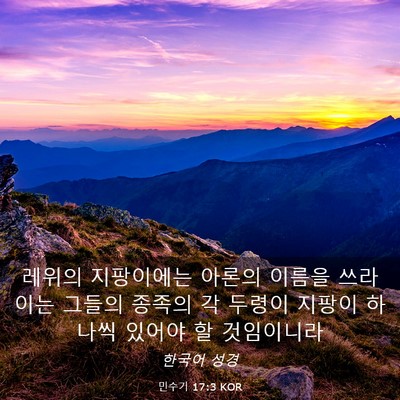 Picture 03 - 민수기 17:3 KOR - 레위의 지팡이에는 아론의 이름을 - Bible Verse Picture