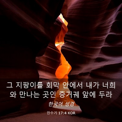 Picture 03 - 민수기 17:4 KOR - 그 지팡이를 회막 안에서 내가 - Bible Verse Picture