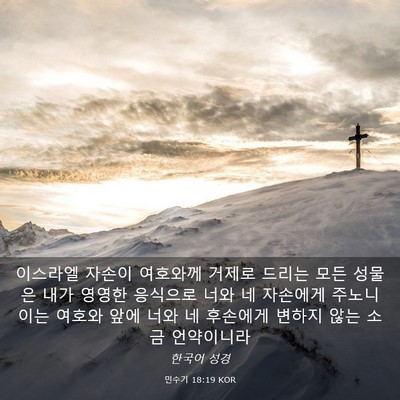 Picture 03 - 민수기 18:19 KOR - 이스라엘 자손이 여호와께 거제로 - Bible Verse Picture