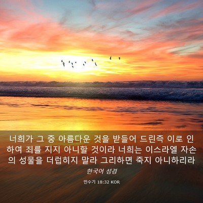 Picture 03 - 민수기 18:32 KOR - 너희가 그 중 아름다운 것을 받들어 - Bible Verse Picture