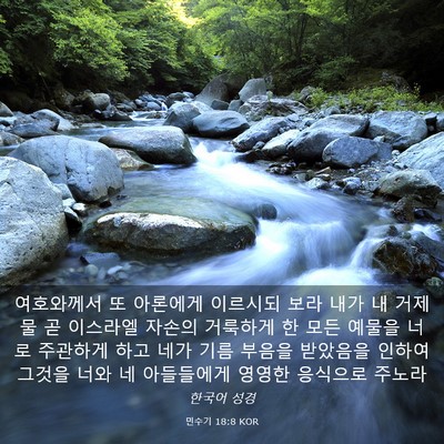 Picture 03 - 민수기 18:8 KOR - 여호와께서 또 아론에게 이르시되 - Bible Verse Picture