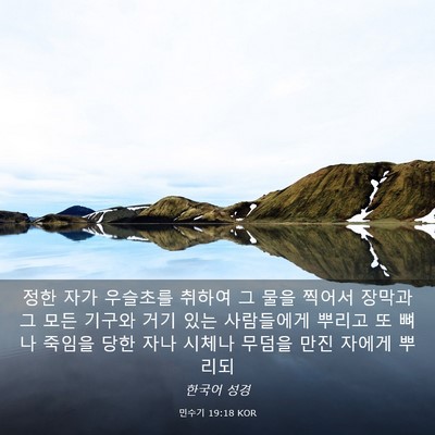 Picture 03 - 민수기 19:18 KOR - 정한 자가 우슬초를 취하여 그 물을 - Bible Verse Picture
