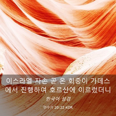 Picture 03 - 민수기 20:22 KOR - 이스라엘 자손 곧 온 회중이 - Bible Verse Picture