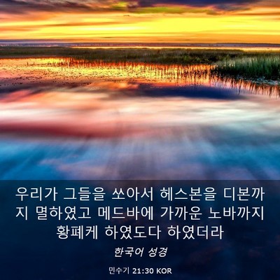 Picture 03 - 민수기 21:30 KOR - 우리가 그들을 쏘아서 헤스본을 - Bible Verse Picture