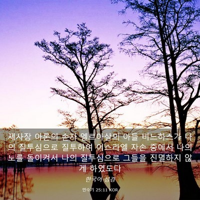 Picture 03 - 민수기 25:11 KOR - 제사장 아론의 손자 엘르아살의 아들 - Bible Verse Picture