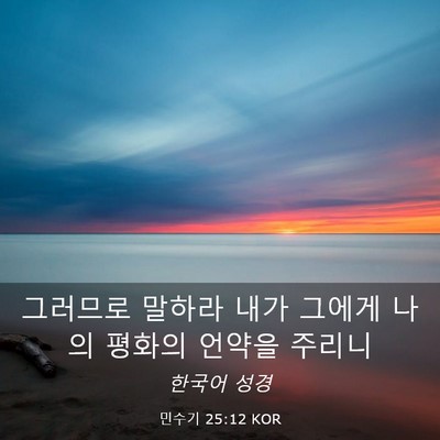 Picture 03 - 민수기 25:12 KOR - 그러므로 말하라 내가 그에게 나의 - Bible Verse Picture