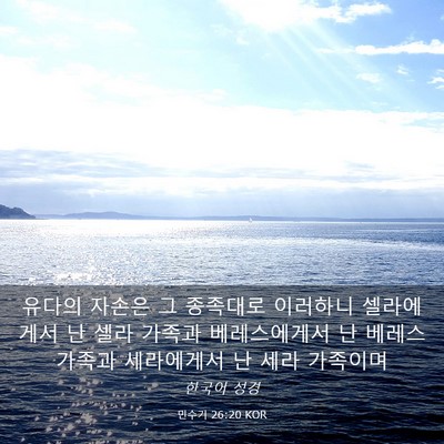 Picture 03 - 민수기 26:20 KOR - 유다의 자손은 그 종족대로 이러하니 - Bible Verse Picture