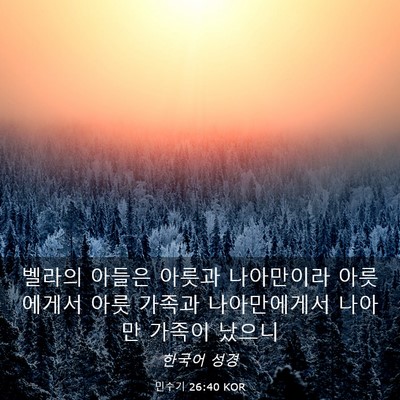 Picture 03 - 민수기 26:40 KOR - 벨라의 아들은 아릇과 나아만이라 - Bible Verse Picture