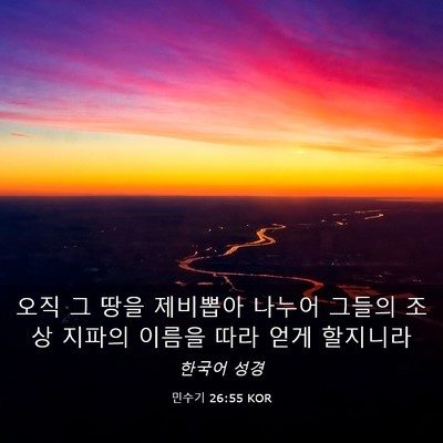 Picture 03 - 민수기 26:55 KOR - 오직 그 땅을 제비뽑아 나누어 - Bible Verse Picture