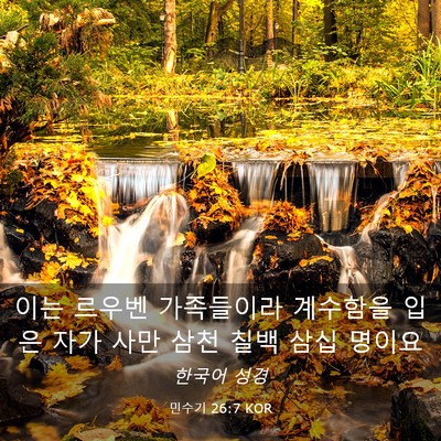 Picture 03 - 민수기 26:7 KOR - 이는 르우벤 가족들이라 계수함을 - Bible Verse Picture