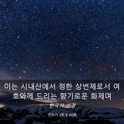 Picture 03 - 민수기 28:6 KOR - 이는 시내산에서 정한 상번제로서 - Bible Verse Picture