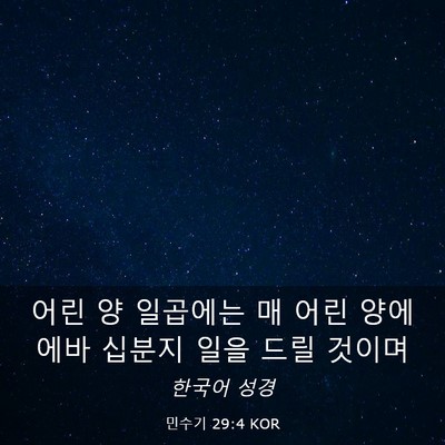 Picture 03 - 민수기 29:4 KOR - 어린 양 일곱에는 매 어린 양에 에바 - Bible Verse Picture