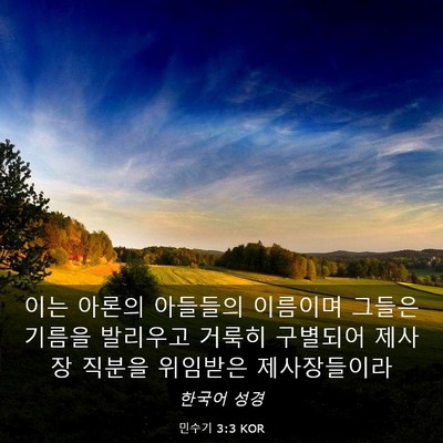 Picture 03 - 민수기 3:3 KOR - 이는 아론의 아들들의 이름이며 - Bible Verse Picture