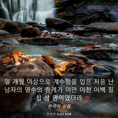 Picture 03 - 민수기 3:43 KOR - 일 개월 이상으로 계수함을 입은 - Bible Verse Picture