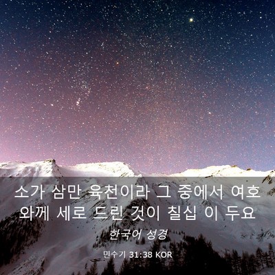 Picture 03 - 민수기 31:38 KOR - 소가 삼만 육천이라 그 중에서 - Bible Verse Picture