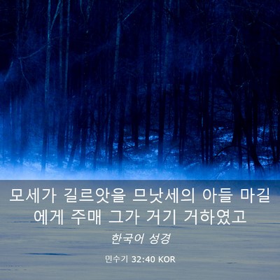 Picture 03 - 민수기 32:40 KOR - 모세가 길르앗을 므낫세의 아들 - Bible Verse Picture