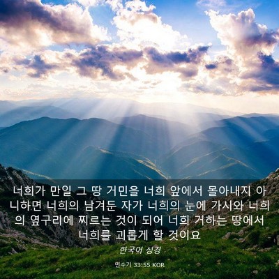 Picture 03 - 민수기 33:55 KOR - 너희가 만일 그 땅 거민을 너희 - Bible Verse Picture