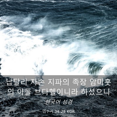 Picture 03 - 민수기 34:28 KOR - 납달리 자손 지파의 족장 암미훗의 - Bible Verse Picture