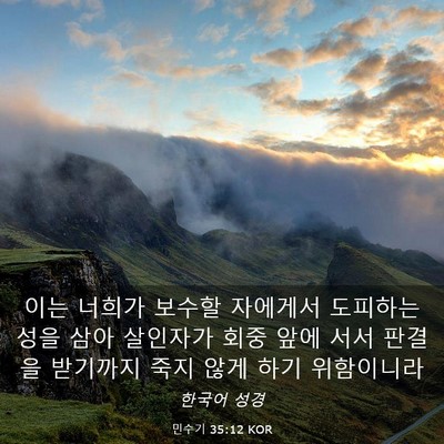 Picture 03 - 민수기 35:12 KOR - 이는 너희가 보수할 자에게서 - Bible Verse Picture