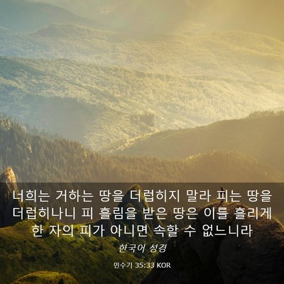 Picture 03 - 민수기 35:33 KOR - 너희는 거하는 땅을 더럽히지 말라 - Bible Verse Picture