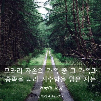 Picture 03 - 민수기 4:42 KOR - 므라리 자손의 가족 중 그 가족과 - Bible Verse Picture