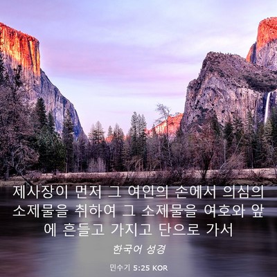 Picture 03 - 민수기 5:25 KOR - 제사장이 먼저 그 여인의 손에서 - Bible Verse Picture