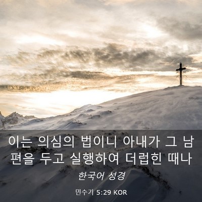 Picture 03 - 민수기 5:29 KOR - 이는 의심의 법이니 아내가 그 - Bible Verse Picture