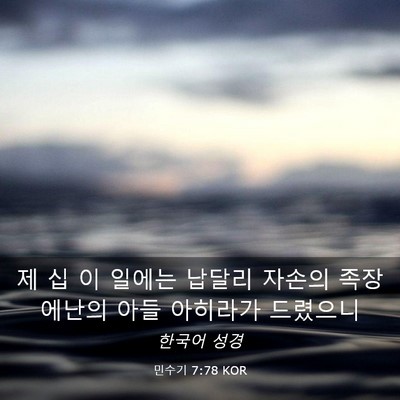 Picture 03 - 민수기 7:78 KOR - 제 십 이 일에는 납달리 자손의 족장 - Bible Verse Picture