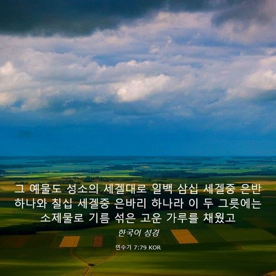 Picture 03 - 민수기 7:79 KOR - 그 예물도 성소의 세겔대로 일백 - Bible Verse Picture
