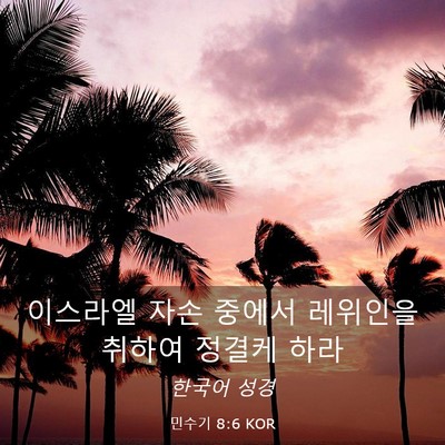 Picture 03 - 민수기 8:6 KOR - 이스라엘 자손 중에서 레위인을 - Bible Verse Picture