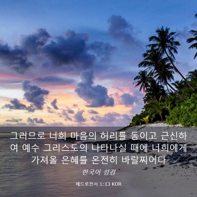 Picture 03 - 베드로전서 1:13 KOR - 그러므로 너희 마음의 허리를 동이고 - Bible Verse Picture