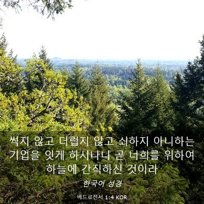 Picture 03 - 베드로전서 1:4 KOR - 썩지 않고 더럽지 않고 쇠하지 - Bible Verse Picture