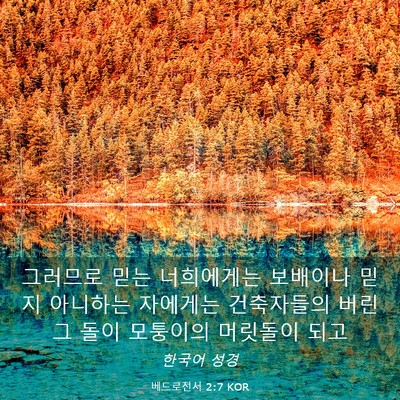 Picture 03 - 베드로전서 2:7 KOR - 그러므로 믿는 너희에게는 보배이나 - Bible Verse Picture
