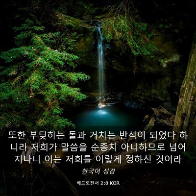 Picture 03 - 베드로전서 2:8 KOR - 또한 부딪히는 돌과 거치는 반석이 - Bible Verse Picture