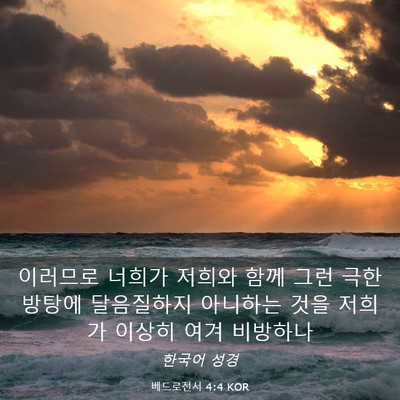 Picture 03 - 베드로전서 4:4 KOR - 이러므로 너희가 저희와 함께 그런 - Bible Verse Picture