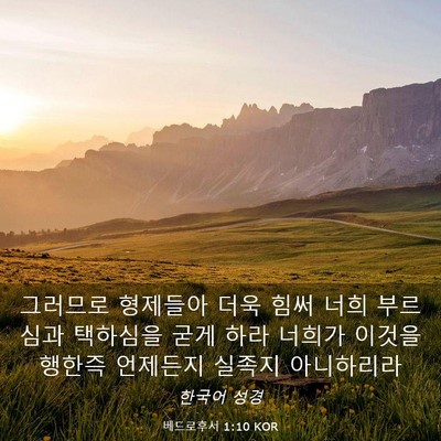 Picture 03 - 베드로후서 1:10 KOR - 그러므로 형제들아 더욱 힘써 너희 - Bible Verse Picture