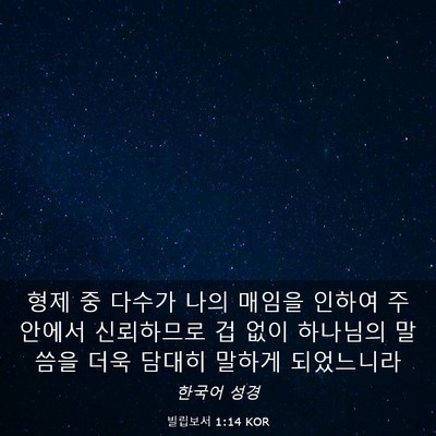 Picture 03 - 빌립보서 1:14 KOR - 형제 중 다수가 나의 매임을 인하여 - Bible Verse Picture