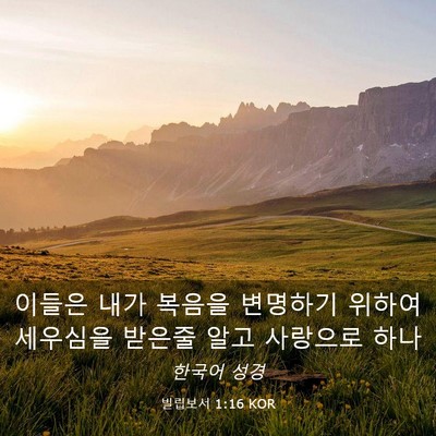 Picture 03 - 빌립보서 1:16 KOR - 이들은 내가 복음을 변명하기 위하여 - Bible Verse Picture