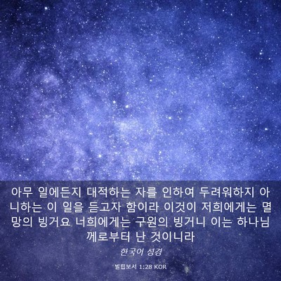 Picture 03 - 빌립보서 1:28 KOR - 아무 일에든지 대적하는 자를 인하여 - Bible Verse Picture