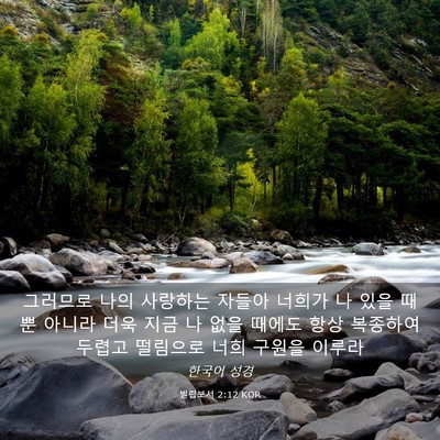 Picture 03 - 빌립보서 2:12 KOR - 그러므로 나의 사랑하는 자들아 - Bible Verse Picture