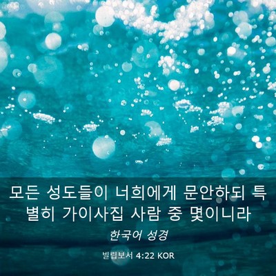 Picture 03 - 빌립보서 4:22 KOR - 모든 성도들이 너희에게 문안하되 - Bible Verse Picture