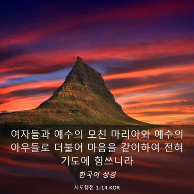 Picture 03 - 사도행전 1:14 KOR - 여자들과 예수의 모친 마리아와 - Bible Verse Picture