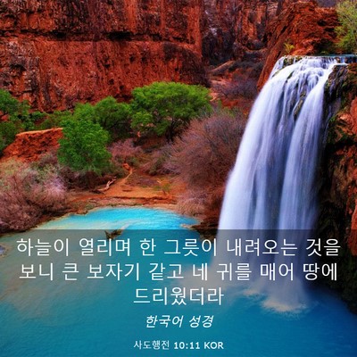 Picture 03 - 사도행전 10:11 KOR - 하늘이 열리며 한 그릇이 내려오는 - Bible Verse Picture