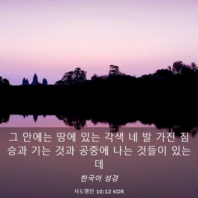 Picture 03 - 사도행전 10:12 KOR - 그 안에는 땅에 있는 각색 네 발 가진 - Bible Verse Picture