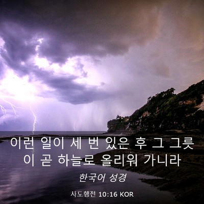 Picture 03 - 사도행전 10:16 KOR - 이런 일이 세 번 있은 후 그 그릇이 - Bible Verse Picture