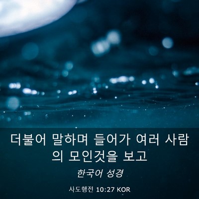 Picture 03 - 사도행전 10:27 KOR - 더불어 말하며 들어가 여러 사람의 - Bible Verse Picture