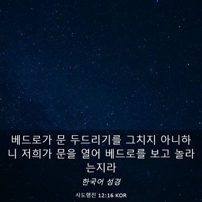 Picture 03 - 사도행전 12:16 KOR - 베드로가 문 두드리기를 그치지 - Bible Verse Picture