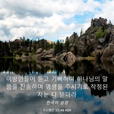 Picture 03 - 사도행전 13:48 KOR - 이방인들이 듣고 기뻐하여 하나님의 - Bible Verse Picture