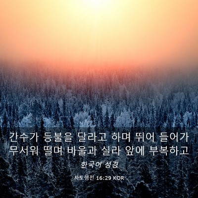 Picture 03 - 사도행전 16:29 KOR - 간수가 등불을 달라고 하며 뛰어 - Bible Verse Picture