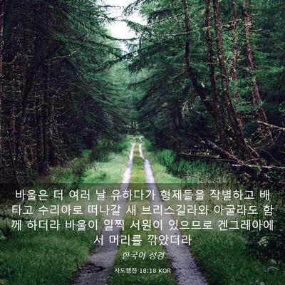 Picture 03 - 사도행전 18:18 KOR - 바울은 더 여러 날 유하다가 - Bible Verse Picture